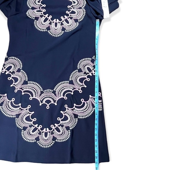 NWT Eliza J Navy and Purple Embroidered Shift Dress sz 10 - Picture 13 of 15